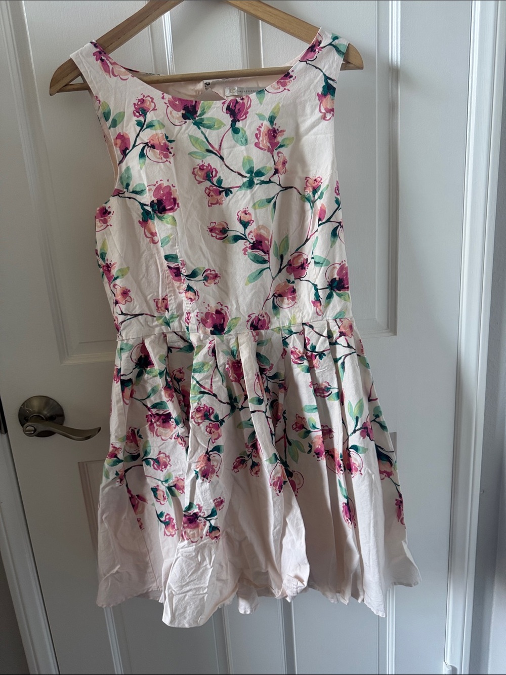 LC Lauren Conrad Floral Fit-and-Flare Dress in White with Pink & Green